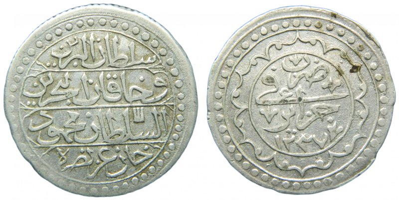 Argelia. 1 Budju. AH 1237 (1821). Mahmud II. (km# 68). 10,07 gr Ag. 
Grado: mbc