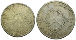 Argentina. 4 soles. 1828 RA P. (coin alignment). Provincias del rio de la plata. (km#22). 13,3 gr ag.
Grado: mbc