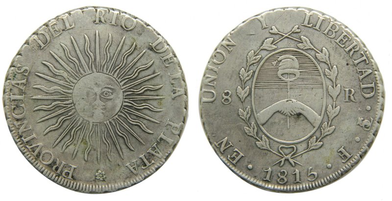Argentina. 8 soles. 1815 PTS F. Provincias de lrio de la plata. (km#14). 26,77 g...