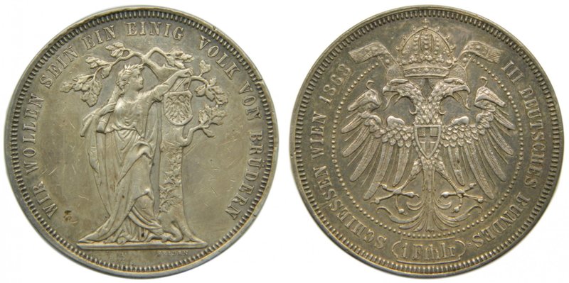 Austria. Thaler. 1868. Franz Joseph I. (km#XM8). (Dav-28). For the Third German ...