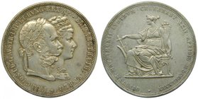 Austria. 2 Florin. 1879. Franz Joseph I. MDCCCLXXIX. For the 25th wedding anniversary of the Emperor and Empress. (Dav-31). (km#XM5). (Thun-464).
Gra...