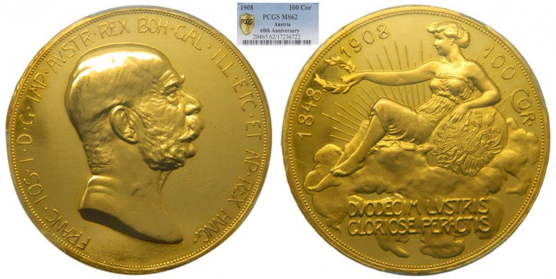 Austria. 100 Coronas. 1908. (km#2812). 60 Th Anniversary. Franz Joseph I. 33,88 ...