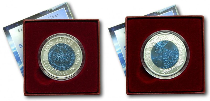 Austria. 25 euros. 2003. Vienna. (km#3101). Niobio. 700 jahre Stadt Hall. Color ...