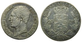 Bélgica. 20 centimes. 1852. Belgium (Kingdom) - Leopold I. (km#19). 15 mm 
Grado: bc