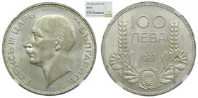 Bulgaria. 100 Leva. 1937. Boris III. (km#45). NGC MS64. 
Grado: MS64