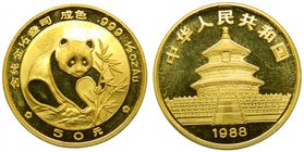 China. 50 Yuan. 1988. Proof. (km#186). 15,55 gr Au. 1/2 oz. Panda. China People´s Republic. 
Grado: proof