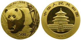China. 500 yuan. 2001. (km#1405). 31,1 gr Au. 
Grado: Proof
