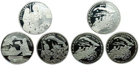 Cuba. 1993. 1994. 1995. Lote 3 monedas de 1 onza plata 999. Aborígenes Cubanos. 31.1 gr Ag 999. 
Grado: sc