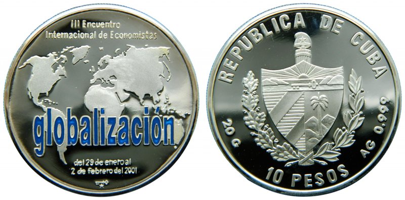Cuba. 10 pesos. 2001. (km#763). Third Globalizacion. 20 gr Ag 999. 
Grado: proo...