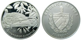 Cuba. 10 pesos. 2005. (km#814). 20 gr ag. Selonodon cubanus. 
Grado: proof