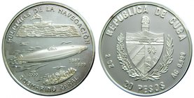 Cuba. 20 Pesos. 2000. 62,2 gr. ag. Reliquias de la Navegación: Submarino Peral (1887-1889). (km-No cat. Tipo 681).
Grado: proof