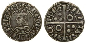 ALFONSO III. Croat. (1327-1336). Barcelona. (Cru.VS 366.1). Flores de seis pétalos en el vestido. 3,12 gr Ag. 
Grado: mbc+