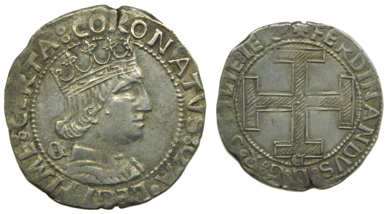 FERNANDO I de Nápoles.(1458-1494) Coronado. Nápoles. (Cru-1007). Ag. 3,93 g. Mar...