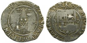JUANA Y CARLOS. México. 2 Reales. (1504-1555). SF. Escudo entre mº y O. (cal.121). 6,71 gr Ag. 
Grado: mbc-