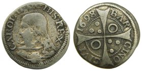 CARLOS II. (1665-1700). 1698. Barcelona. Croat. (cal.670). Variante por cabeza más grande. 2,04 gr Ag.
Grado: bc+