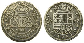 CARLOS III PRETENDIENTE (Austria). (1701-1714). Ceca de Barcelona. 2 reales. 1710. (Cal.27). 5,63 gr Ag. 
Grado: mbc