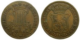 ISABEL II (1833-1868). VI QUARTOS. 1838. Segovia. (Cal. 685). Cobre.
Grado: mbc
