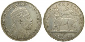 Ethiopía. Birr. EE 1892. Menelik II. Ar. (km#19). 28,16 Gr. 
Grado: mbc