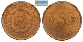 Finland. 5 Pennia. 1918. (km#21.1). PCGS MS65.
Grado: MS65