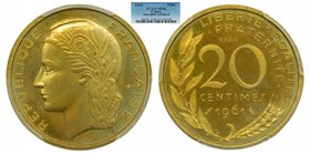 Francia. 20 céntimes. 1961 ESSAI. (maz-2851). Alumium-bronze. PCGS SP66.
Grado: SP66
