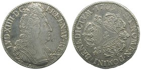 Francia. 1 ecu. 1709. & Aix. d/ B FRANCE, Royaume, Louis XIV (1643-1715), AR écu aux trois couronnes, cuir. à d. R/ Trois couronnes posées en triangle...