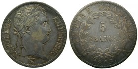 Francia. 5 Francs 1813 A . paris . (km#694.1) 24,9 Gr Ag. Napoleon. 
Grado: mbc-