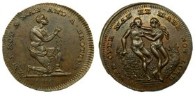Gran Bretaña. BRITISH 18th CENTURY TOKENS, Thomas Spence, Copper Farthing , obv Adam and Eve in the Garden of Eden, MAN OVER MAN HE MADE NOT LORD , , ...
