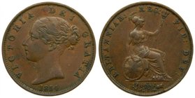 Gran bretañaa. 1/2 penny 1854. Victoria (km#726) cooper. 
Grado: mbc