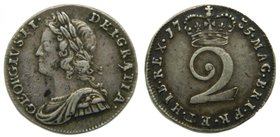 Gran bretaña . 2 Pence. 1735 . (km#568) 0,94 gr Ag. George II. 
Grado: mbc
