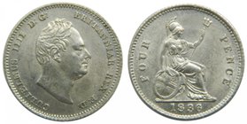 Gran bretaña . 4 pence. 1836 (km#723) 1,90 gr Ag. Wiliam IV. Great Britain. Four Pence (Groat)
Grado: ebc+