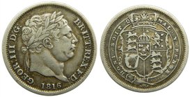 Gran bretaña . Shilling. 1816 (km#666) 5,59 Gr ag. Georgivs III. Shilling Great Britain.
Grado: bc+