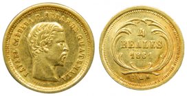 Guatemala. 4 reales . 1861 R (km#135) 0,84 gr AU. 
Grado: ebc
