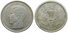 Guatemala. Peso . 1870 R (km#190.1) 24,75 gr Ag. 
Grado: mbc