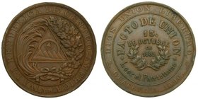 Guatemala medalla. 1890 . 15 de octubre de 1889 . DIOS UNION LIBERTAD. (PACTO DE UNION). viva la republica de centro america. cobre. 22,58 gr 37,2 ø m...