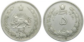 Iran. 5 Rials, SH 1312. (1911) (km#1131) silver 24,73 gr 
Grado: mbc