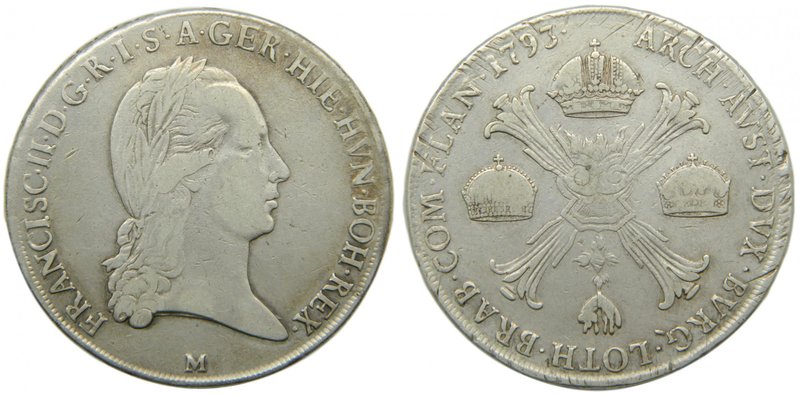 Italia. Crocione (Kronenthaler). 1793. M Milan FRANCISCO II. 29,27 grs. Ag. (Km#...