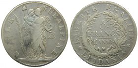 Italia. Gaule subalpine, 5 francs, An 10 (1801) Piedmont republic. 24,67 gr AG. 
Grado: mbc