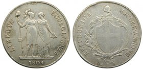 Italia. Genoa Liguiran Republic. 8 lire 1804. VII . (km#266.2) 33,06 gr Ag. gopecito en canto. rara.
Grado: mbc-