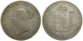 Italia. 5 lire .1815 Parma. Maria Luigia, Duchessa di Parma, Piacenza e Guastalla, 1815-1847. Milano. Pagani 5; (Dav204) 24,63 gr Ag.
Grado: bc