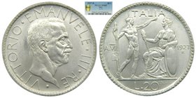 Italia . 20 lire 1927 R Yr VI . Vittorio Emanuele III. (km#69) PCGS MS65 
Grado: MS65