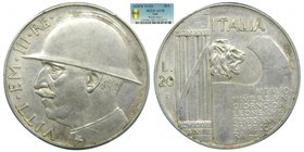 Italia . 20 lire 1928 R Yr VI . Vittorio Emanuele III. PCGS AU58. 
Grado: AU58