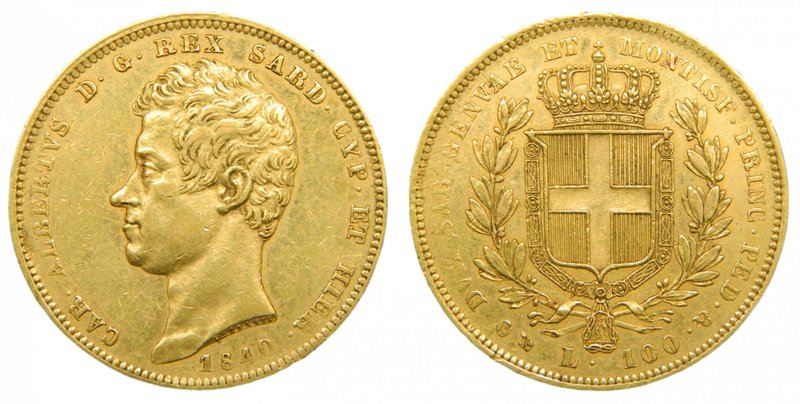 Italia 100 Lire 1840 Sardinia Carlo Alberto (Km#133,1), 2,898 Mintage Pieces. It...