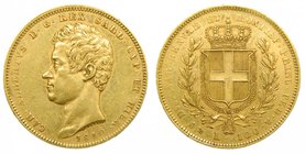 Italia 100 Lire 1840 Sardinia Carlo Alberto (Km#133,1), 2,898 Mintage Pieces. Italy . 32,27 gr AU
Grado: mbc