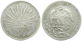 Mexico. 8 reales. Zacatecas . 1887 FZ (km#377.13) 26,83 gr Ag
Grado: mbc