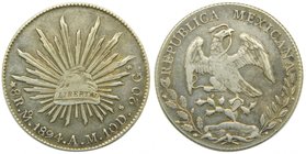 Mexico. 8 reales. Mexico City . 1894 AM. (km#377.10) 27,08 gr Ag. 
Grado: bc