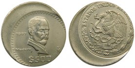 Mexico $500 Pesos . 1987 . (km#529) Madero. RARA desplazada. 
Grado: sc-