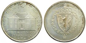 Noruega , 175 kroner , 1989. (km#429) !75 Th anniversary of constitución. manchitas
Grado: sc
