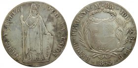 Peru. 8 reales 1855 MB. (km#142.10a) 24,23 gr Ag. Republica Peruana
Grado: bc+
