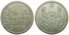 Polonia . DANZIG 2 Gulden 1923 (km#146) 10 gr Ag. 
Grado: mbc