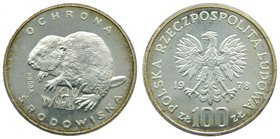 Polonia 1978 100 Zlotych. PROBA PATTERN - (Km#PR331) Mintage: 3100. Poland. Ochrona, Presentanción original. Silver
Grado: proof